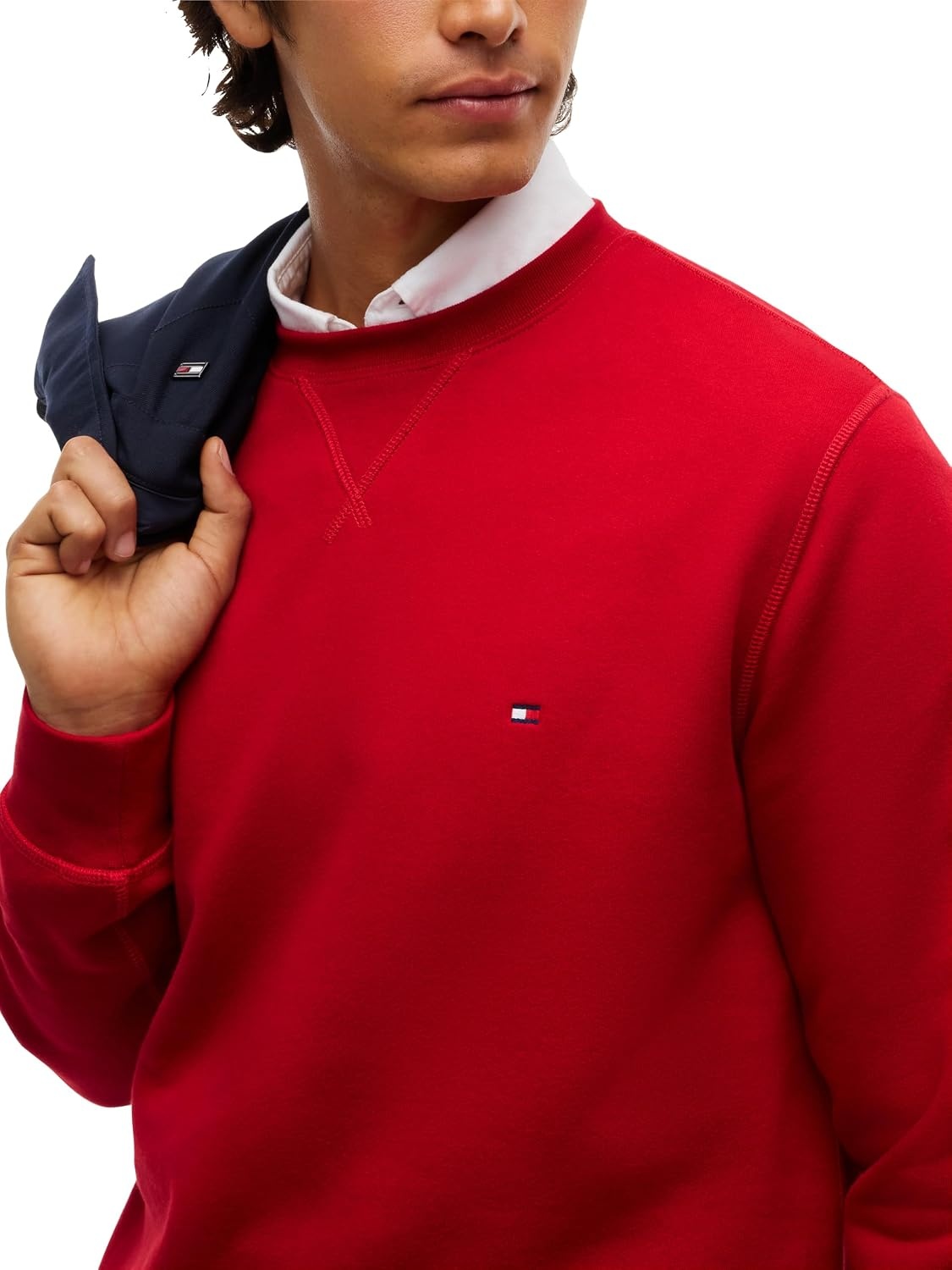 image:imageTommy Hilfiger Mens Medium Weight Fleece Pullover Crewneck SweatshirtMedium Red