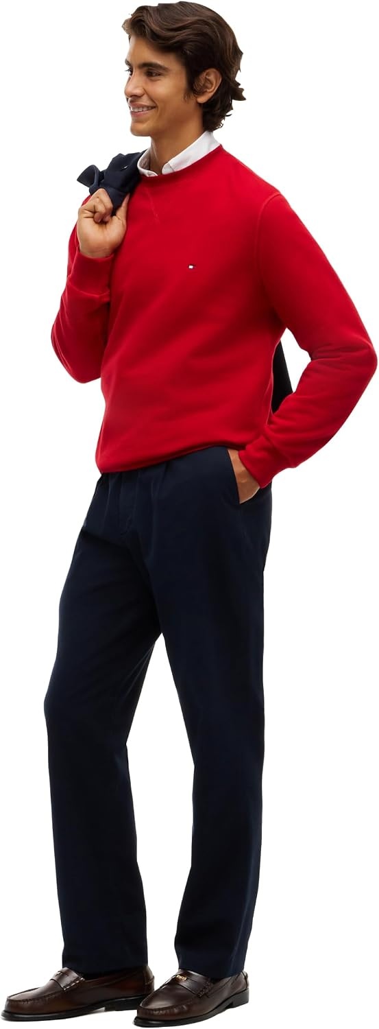 image:imageTommy Hilfiger Mens Medium Weight Fleece Pullover Crewneck SweatshirtMedium Red