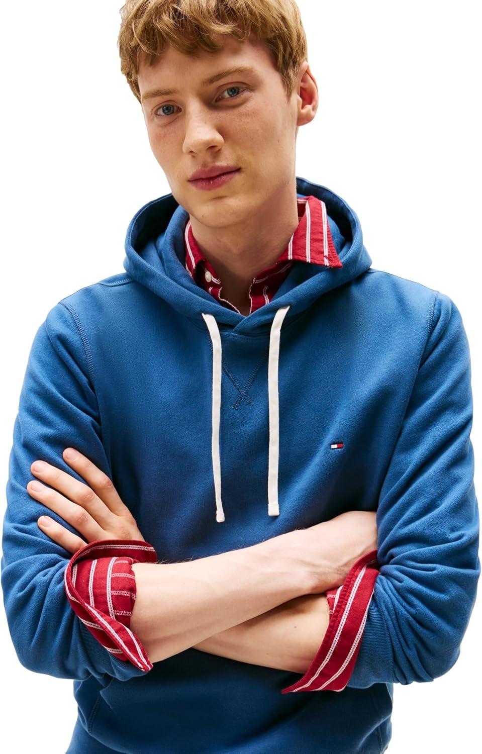image:imageTommy Hilfiger Mens Ribbed Hoodie SweatshirtAegean Sea