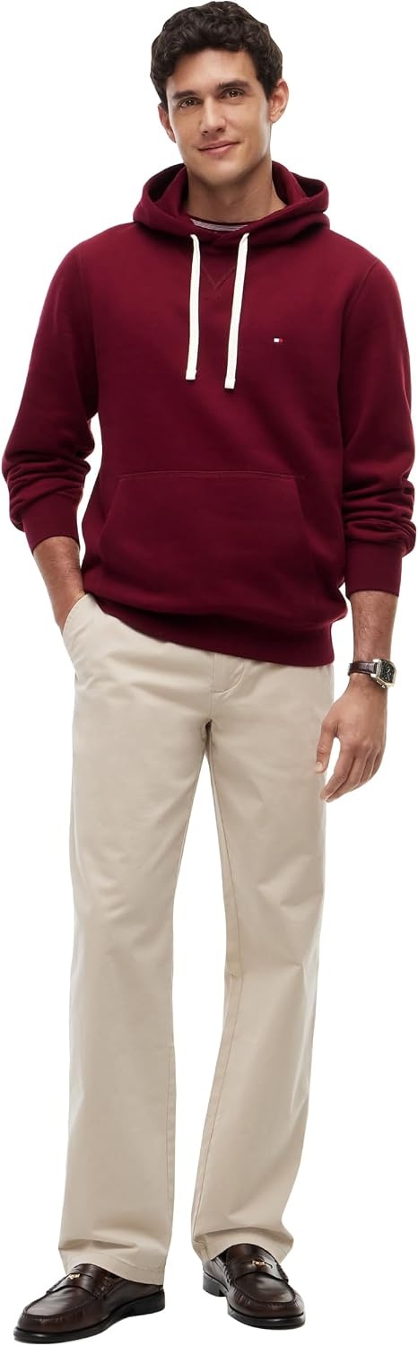 image:imageTommy Hilfiger Mens Ribbed Hoodie SweatshirtBurgundy
