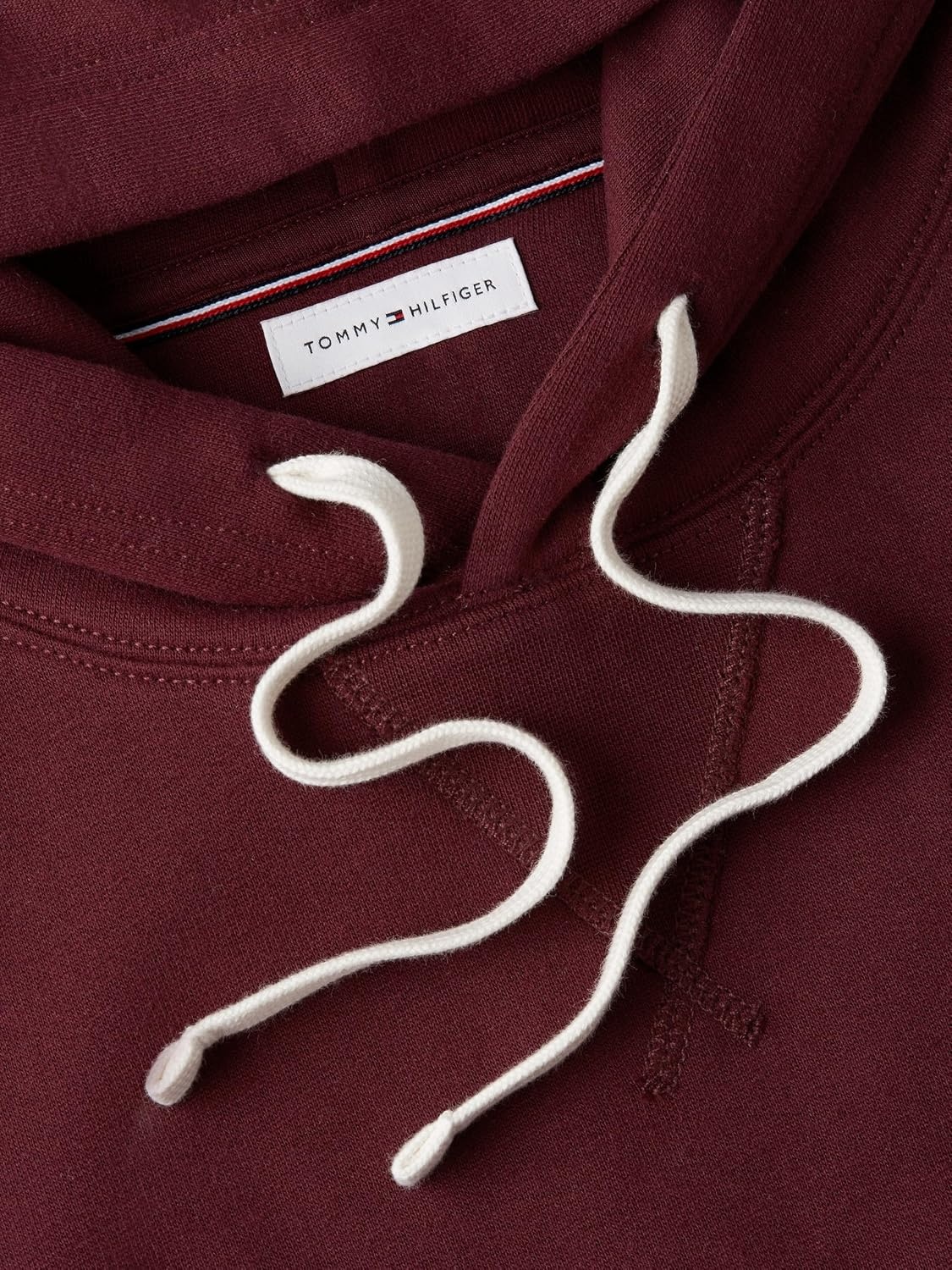 image:imageTommy Hilfiger Mens Ribbed Hoodie SweatshirtBurgundy