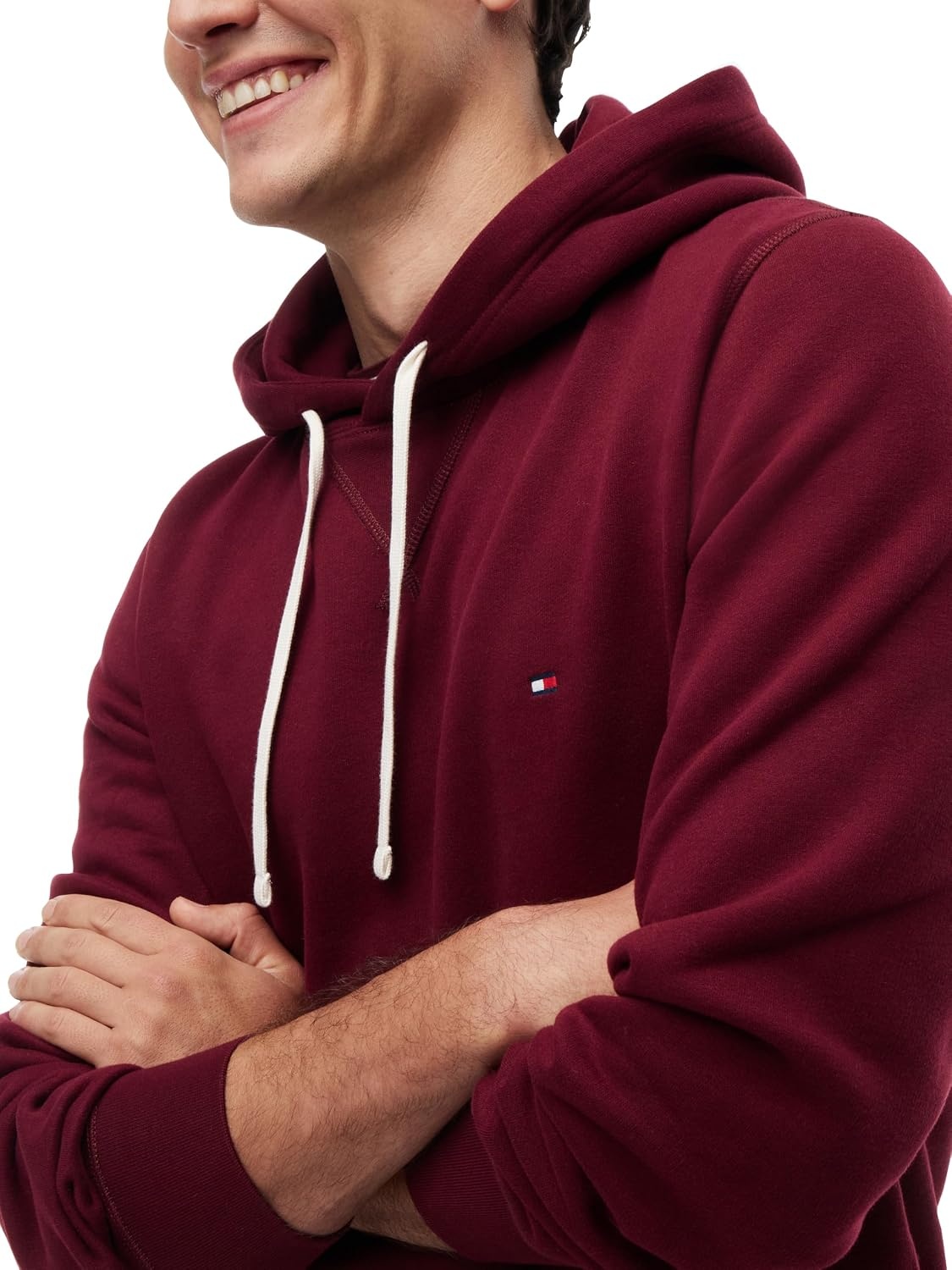image:imageTommy Hilfiger Mens Ribbed Hoodie SweatshirtBurgundy