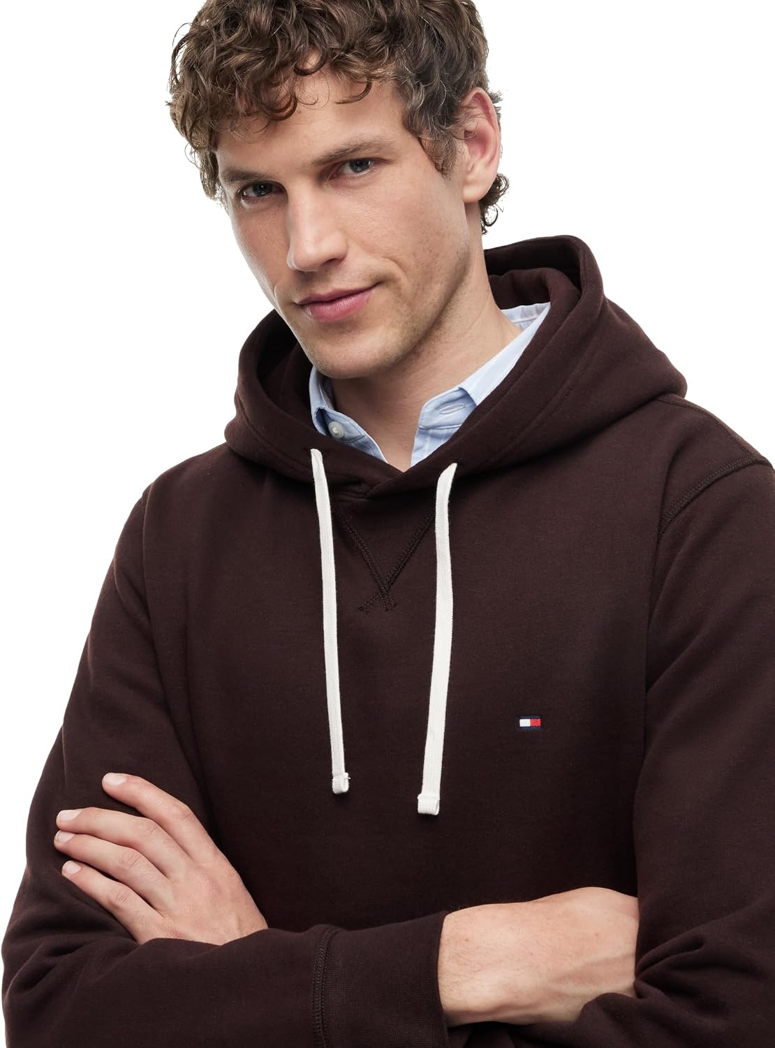 image:imageTommy Hilfiger Mens Ribbed Hoodie SweatshirtChocolate