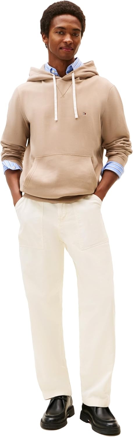 image:imageTommy Hilfiger Mens Ribbed Hoodie SweatshirtCoastal Taupe