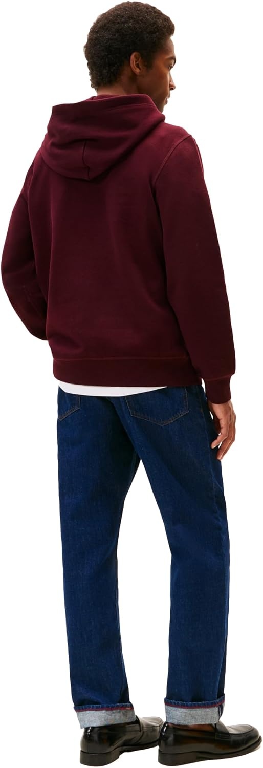 image:imageTommy Hilfiger Mens Ribbed Hoodie SweatshirtDeep Burgundy