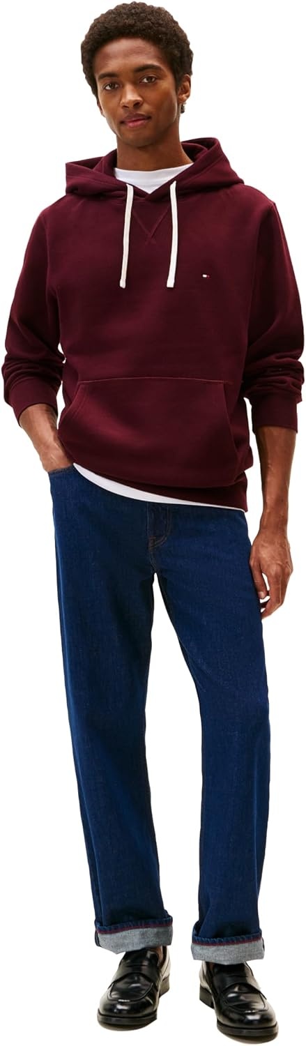image:imageTommy Hilfiger Mens Ribbed Hoodie SweatshirtDeep Burgundy