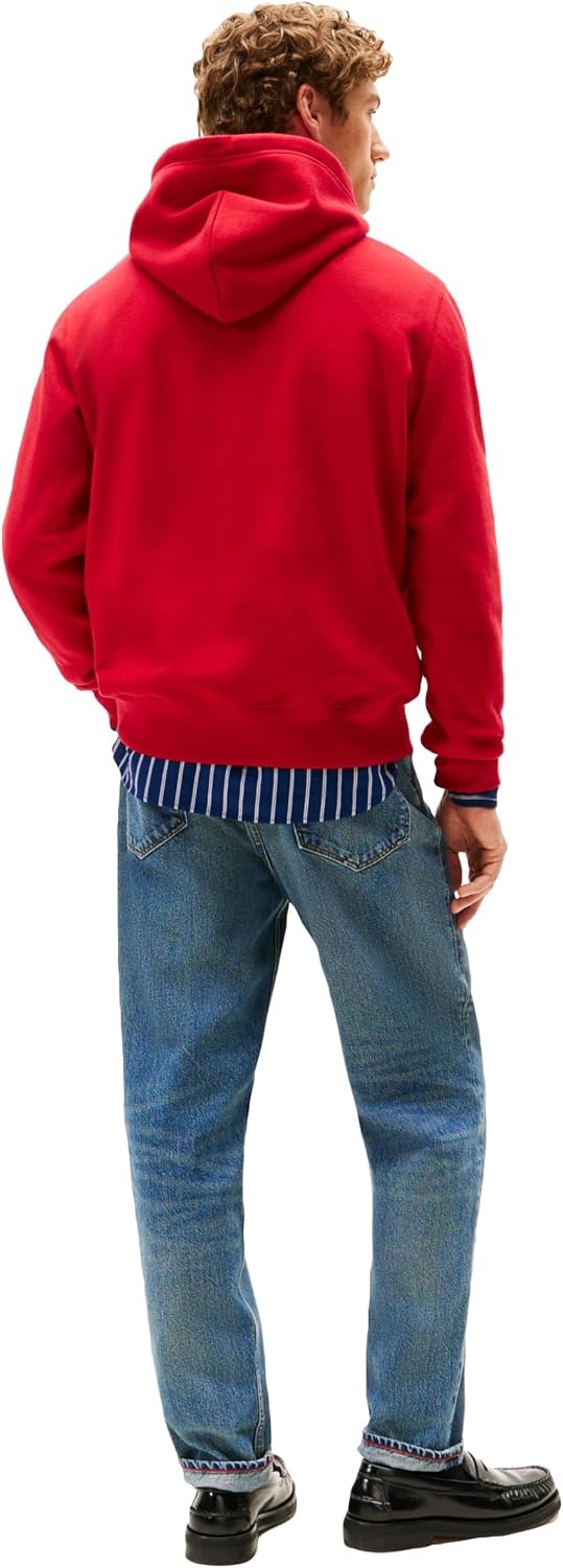 image:imageTommy Hilfiger Mens Ribbed Hoodie SweatshirtMedium Red