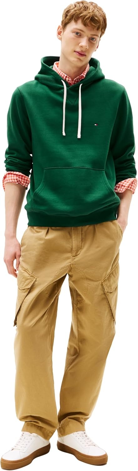 image:imageTommy Hilfiger Mens Ribbed Hoodie SweatshirtOrnamental Green