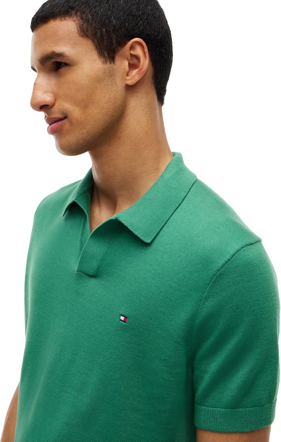 image:imageTommy Hilfiger Mens Short Sleeve Casual Cotton VNeck Polo ShirtAlaskan Green