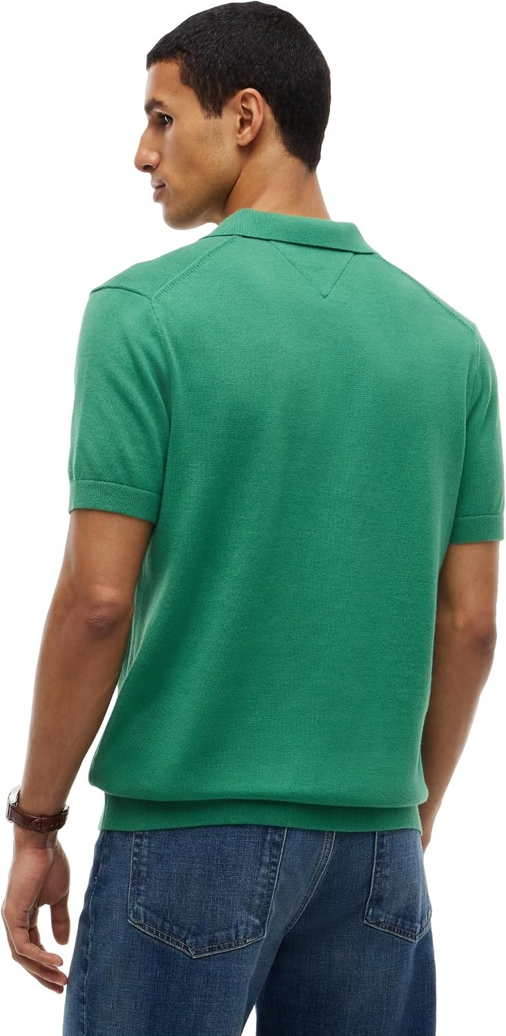 image:imageTommy Hilfiger Mens Short Sleeve Casual Cotton VNeck Polo ShirtAlaskan Green