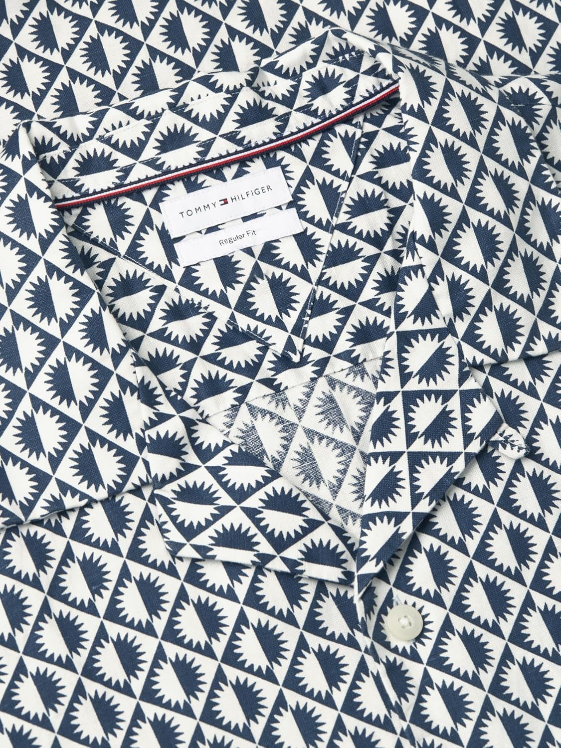 image:imageTommy Hilfiger Mens Short Sleeve Casual Linen Button Down Shirts in Regular FitCarbon Navy Allover