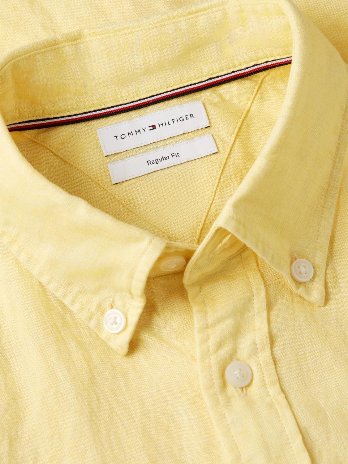 image:imageTommy Hilfiger Mens Short Sleeve Casual Linen Button Down Shirts in Regular FitLight Daffodil