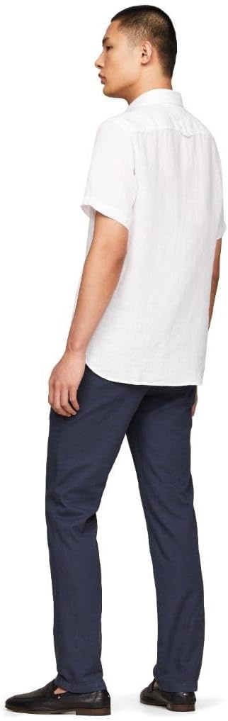 image:imageTommy Hilfiger Mens Short Sleeve Casual Linen Button Down Shirts in Regular FitOptic White