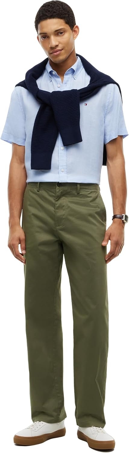image:imageTommy Hilfiger Mens Short Sleeve Casual Linen Button Down Shirts in Regular FitSweet Blue