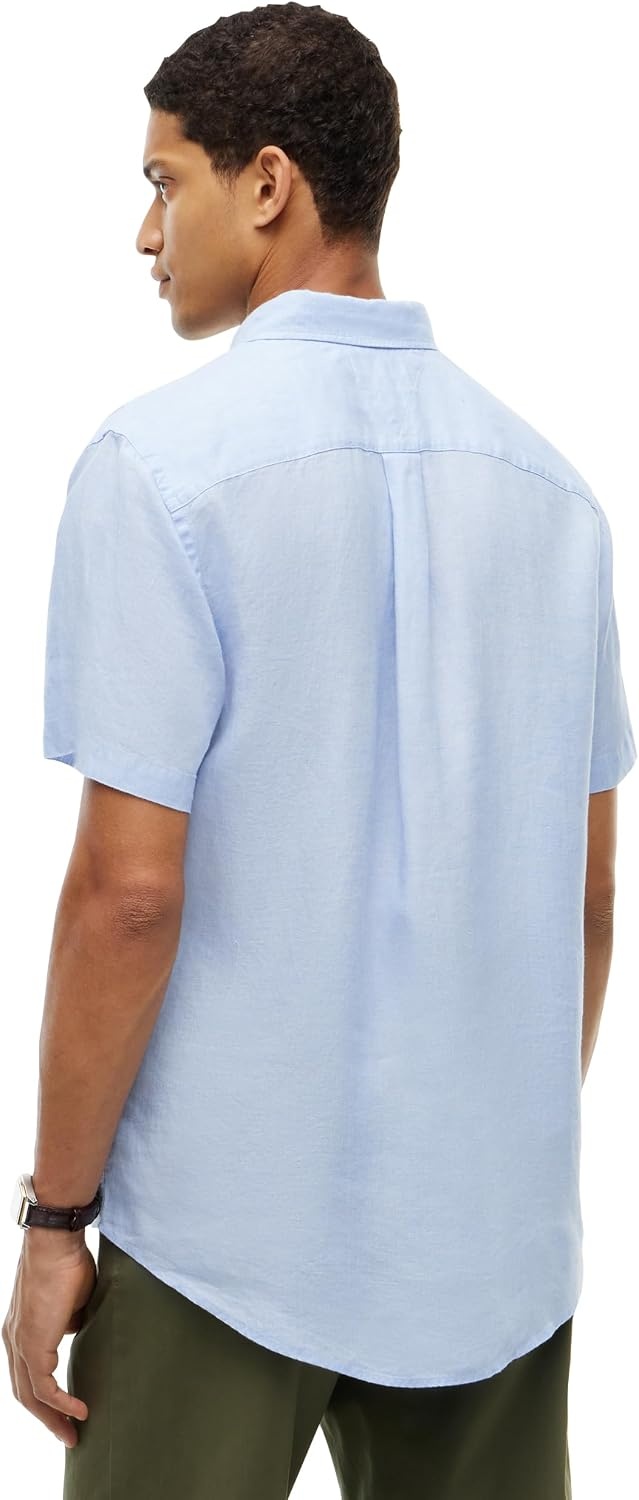 image:imageTommy Hilfiger Mens Short Sleeve Casual Linen Button Down Shirts in Regular FitSweet Blue