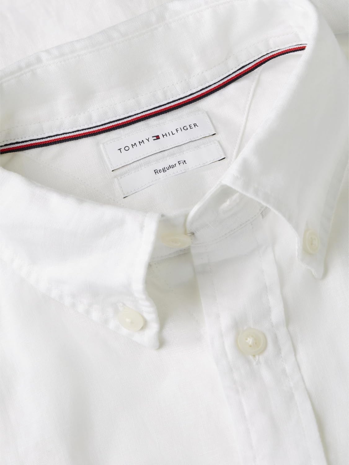 image:imageTommy Hilfiger Mens Short Sleeve Casual Linen Button Down Shirts in Regular FitWhite