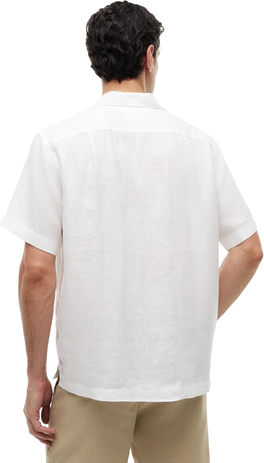 image:imageTommy Hilfiger Mens Short Sleeve Casual Linen Button Down Shirts in Regular FitWhiteMesh