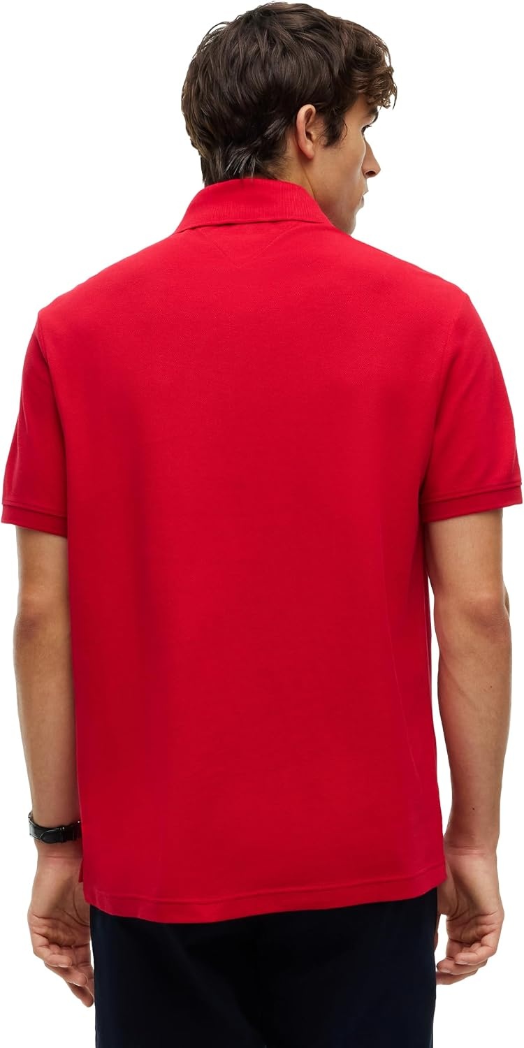 image:imageTommy Hilfiger Mens Short Sleeve Casual Polo Shirts in Classic Fit with Embroidered Crest DesignMedium Red