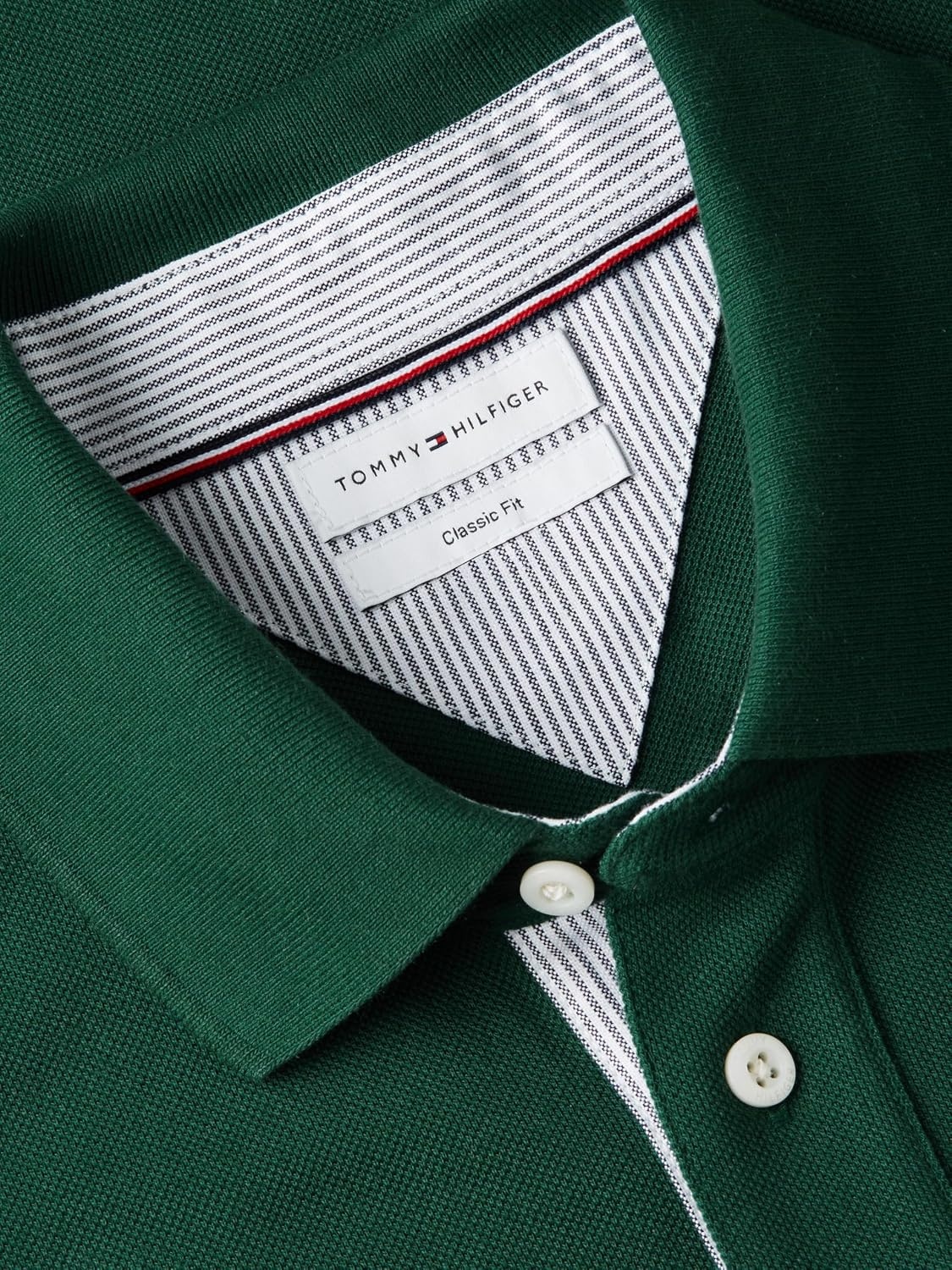 image:imageTommy Hilfiger Mens Short Sleeve Casual Polo Shirts in Classic Fit with Embroidered Crest DesignOrnamental Green