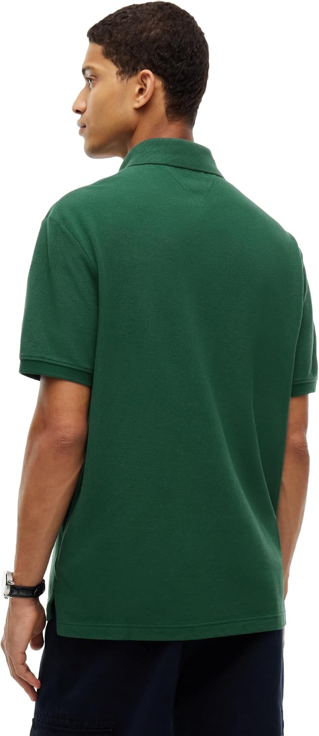 image:imageTommy Hilfiger Mens Short Sleeve Casual Polo Shirts in Classic Fit with Embroidered Crest DesignOrnamental Green