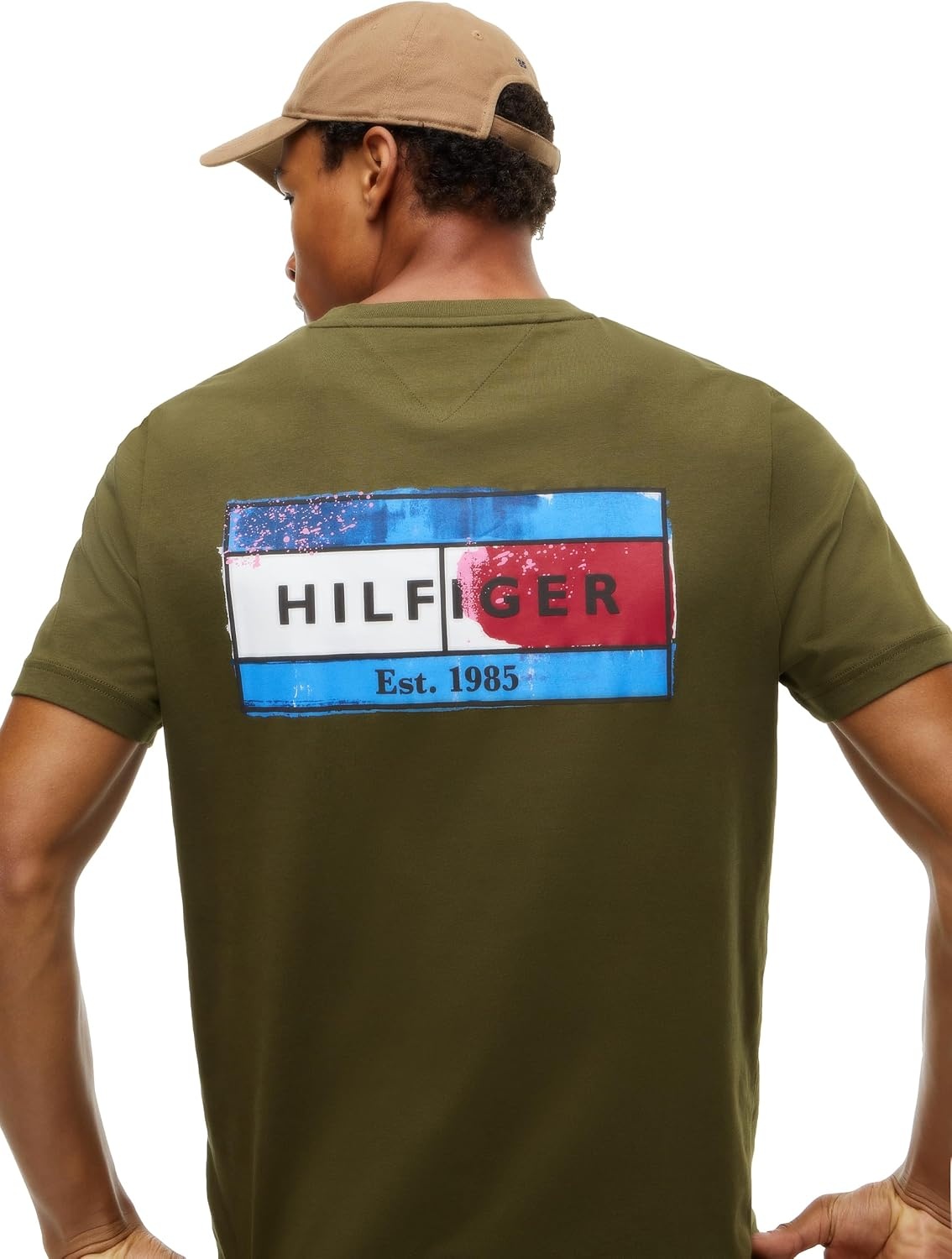 image:imageTommy Hilfiger Mens Short Sleeve Cotton Crewneck Back Graphic TShirtsHuntsman Green