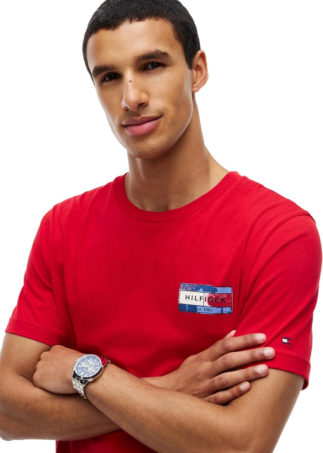 image:imageTommy Hilfiger Mens Short Sleeve Cotton Crewneck Back Graphic TShirtsMedium Red