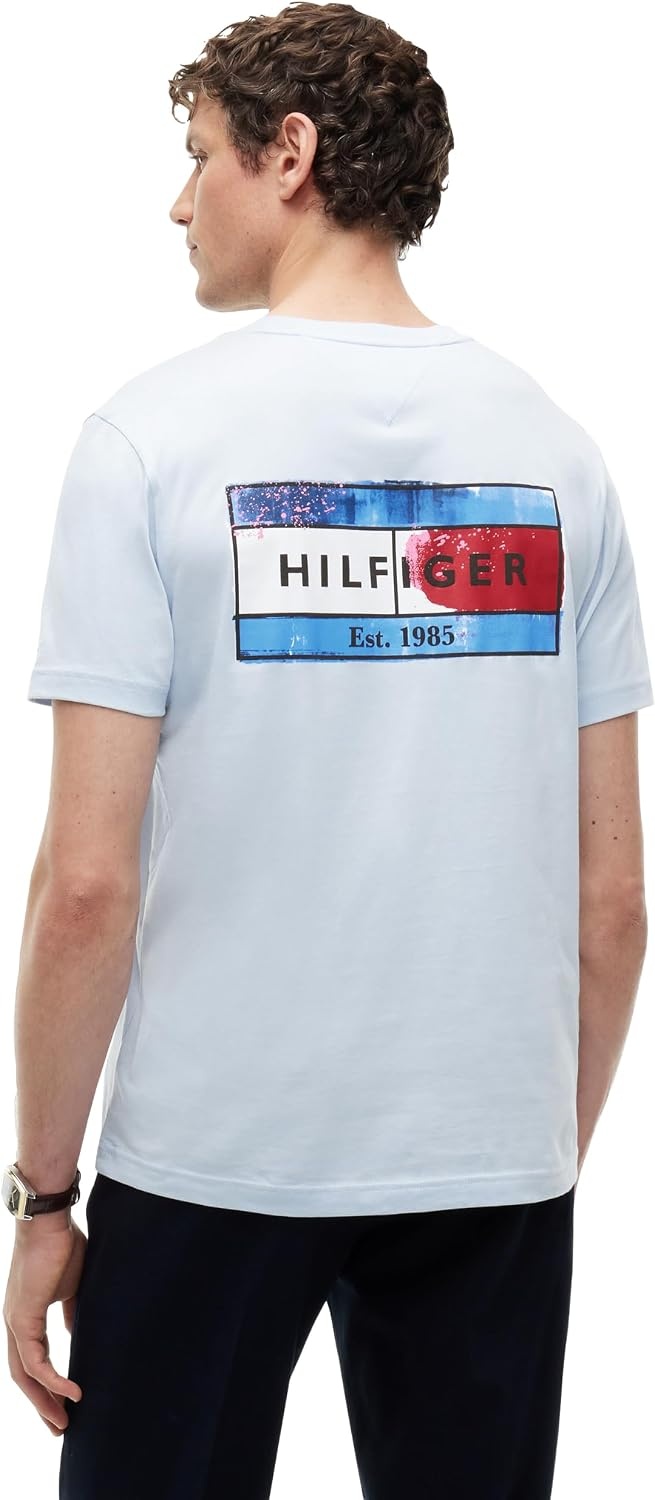 image:imageTommy Hilfiger Mens Short Sleeve Cotton Crewneck Back Graphic TShirtsSky Blue