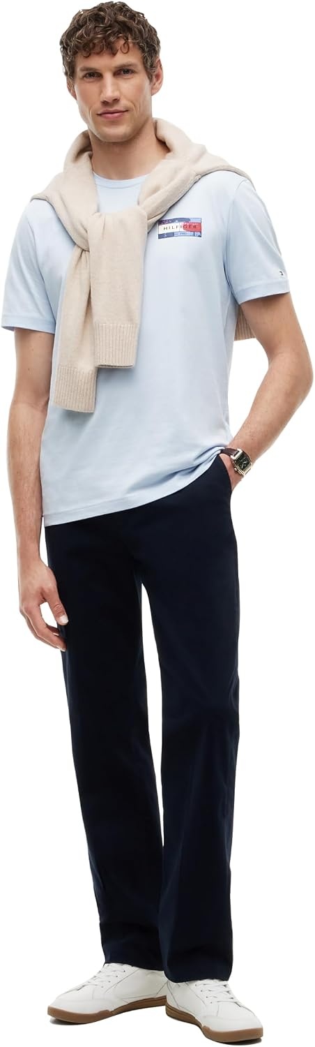 image:imageTommy Hilfiger Mens Short Sleeve Cotton Crewneck Back Graphic TShirtsSky Blue