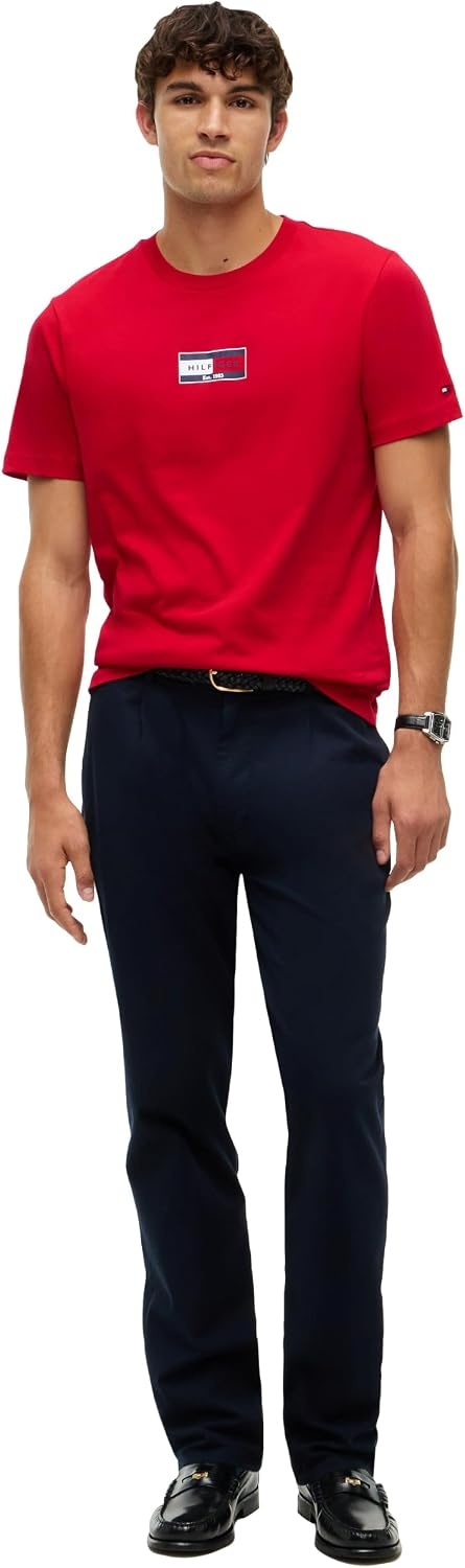 image:imageTommy Hilfiger Mens Short Sleeve Cotton Crewneck Flag Graphic TShirtsMedium Red