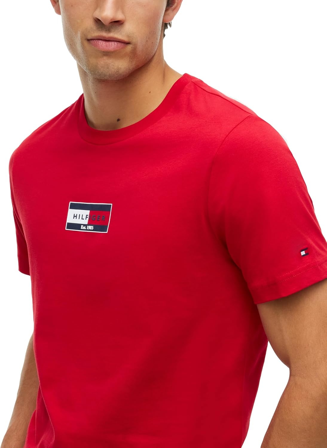 image:imageTommy Hilfiger Mens Short Sleeve Cotton Crewneck Flag Graphic TShirtsMedium Red