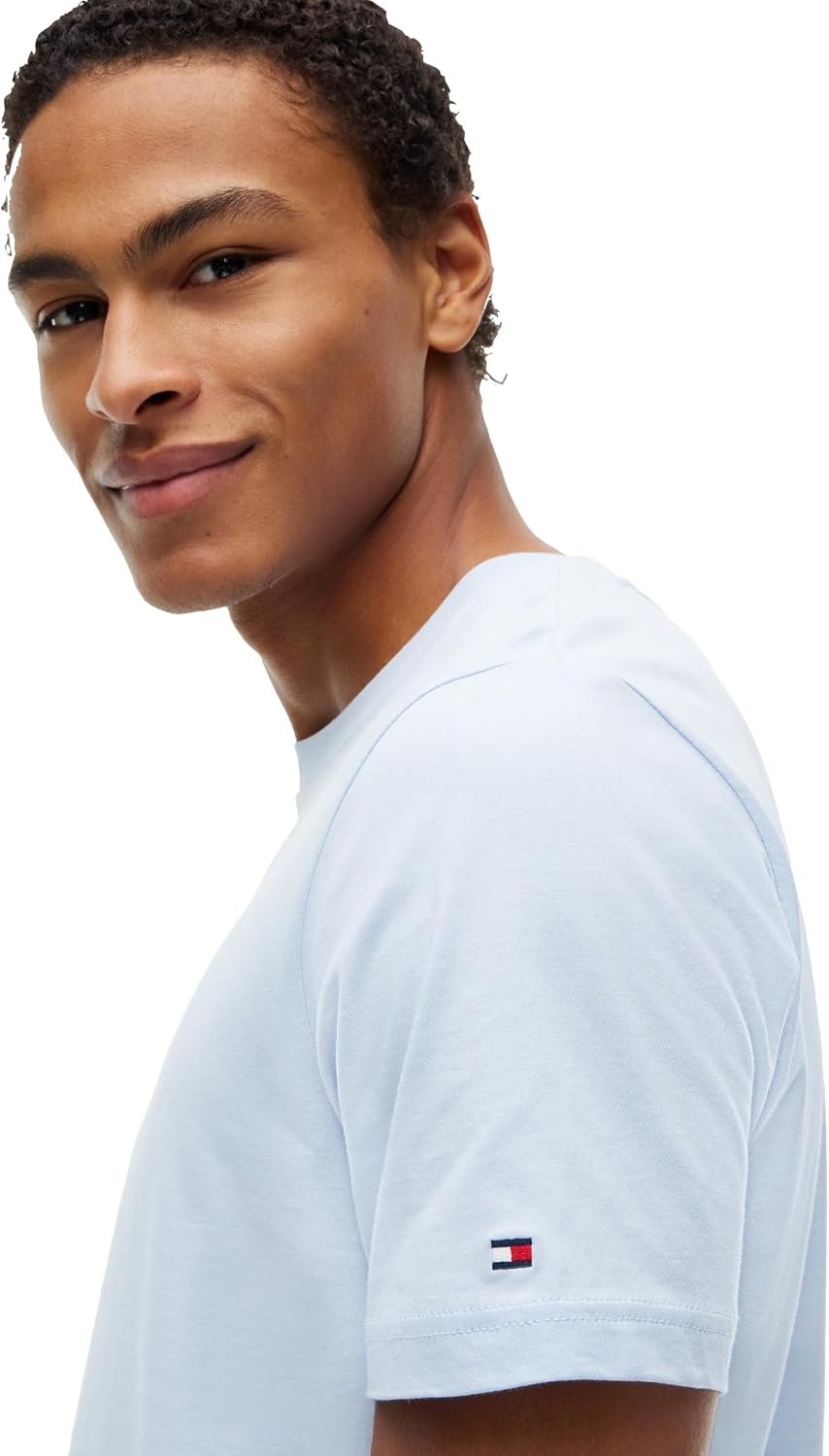 image:imageTommy Hilfiger Mens Short Sleeve Cotton Crewneck Flag Graphic TShirtsSky Blue