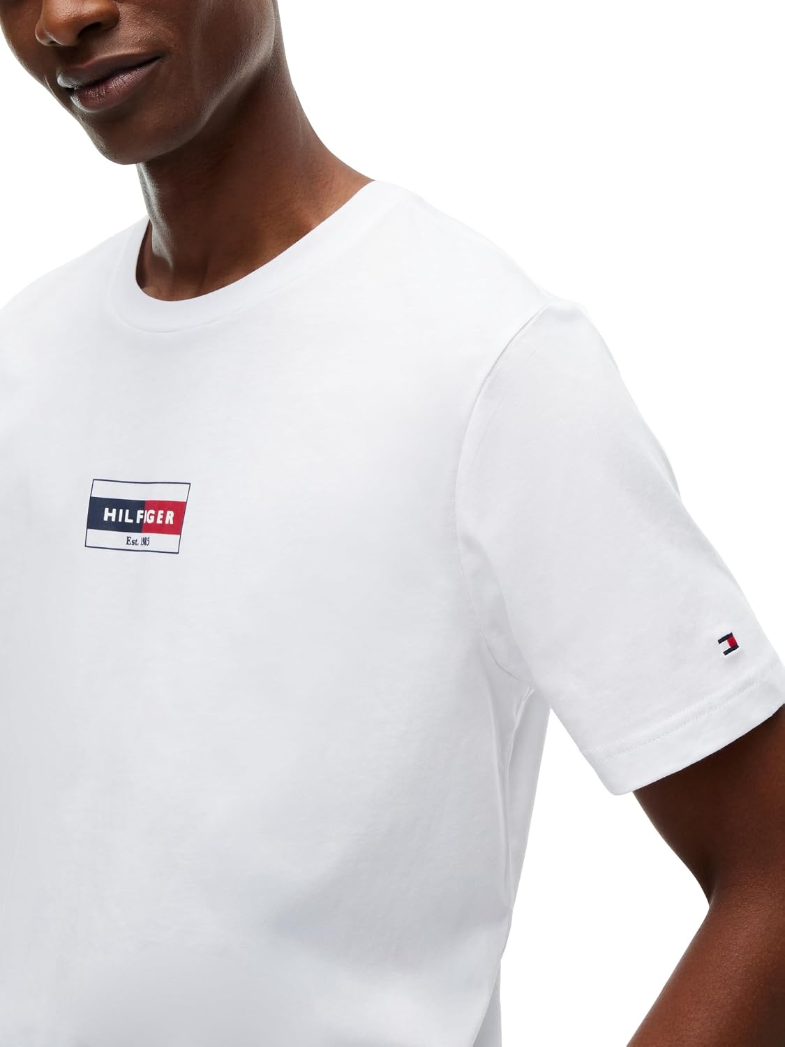 image:imageTommy Hilfiger Mens Short Sleeve Cotton Crewneck Flag Graphic TShirtsWhite