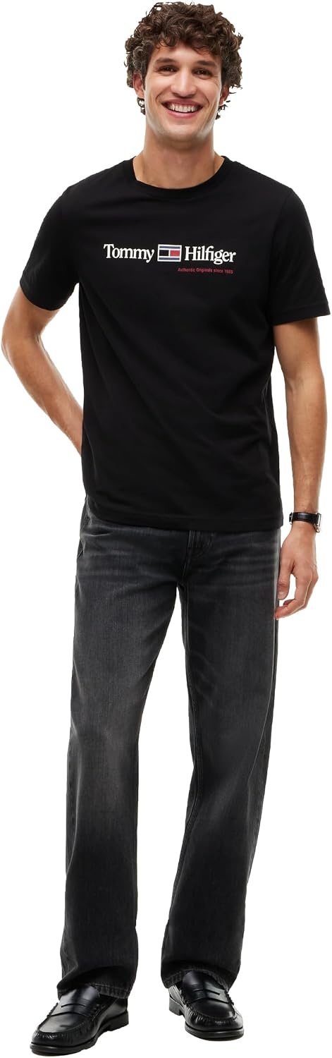 image:imageTommy Hilfiger Mens Short Sleeve Cotton Crewneck Logo Graphic TShirtsBlack