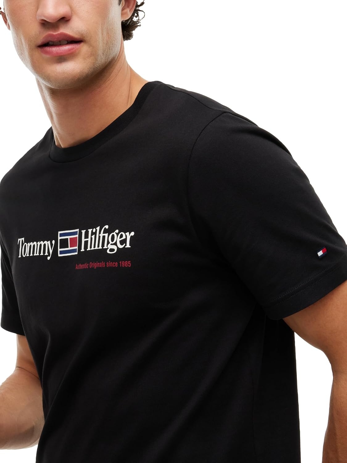 image:imageTommy Hilfiger Mens Short Sleeve Cotton Crewneck Logo Graphic TShirtsBlack
