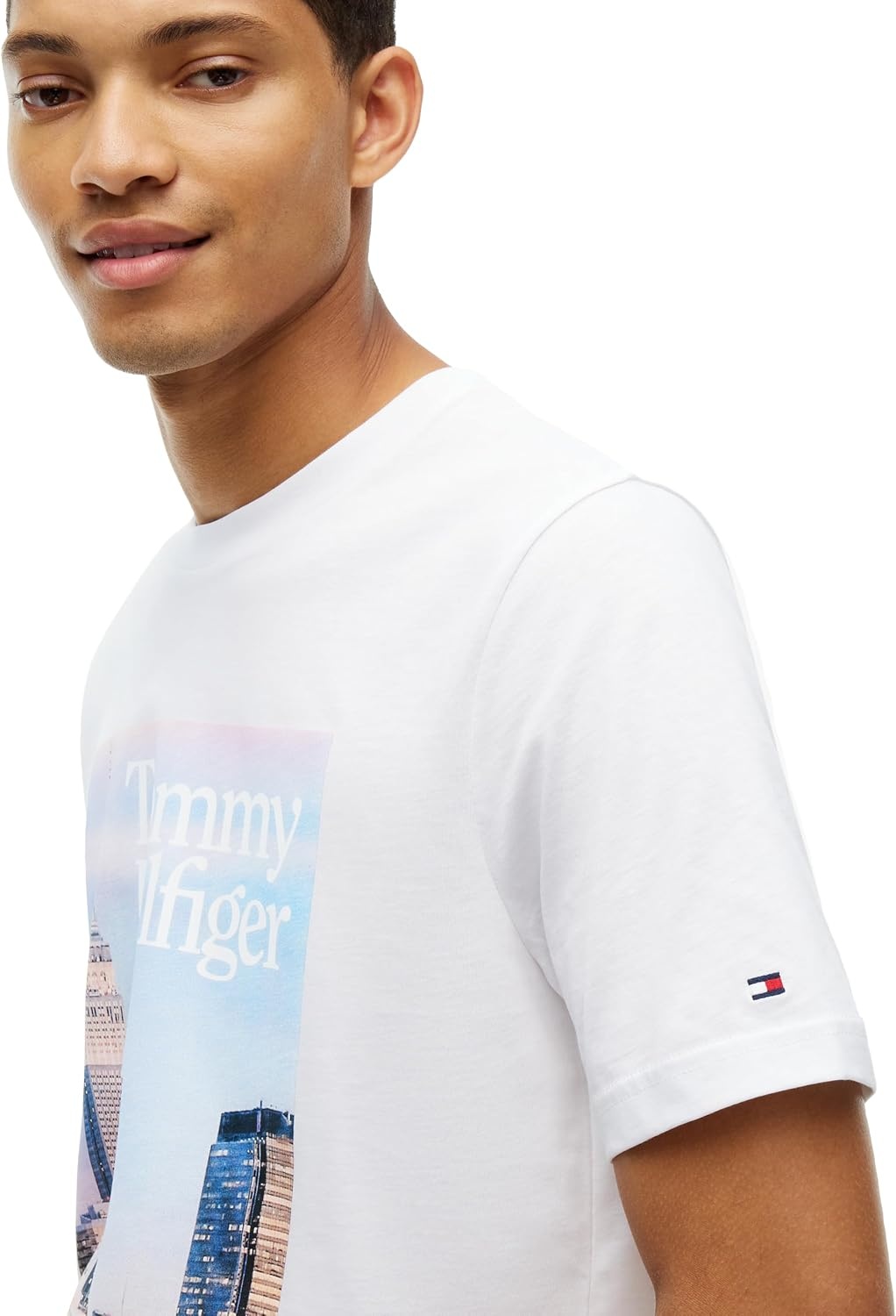 image:imageTommy Hilfiger Mens Short Sleeve Cotton Crewneck Photo Graphic TShirtsWhite