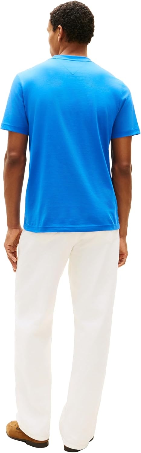 image:imageTommy Hilfiger Mens Short Sleeve Cotton Graphic TShirts with Signature Stripe Logo Also Available in Big amp TallBlue Orbit