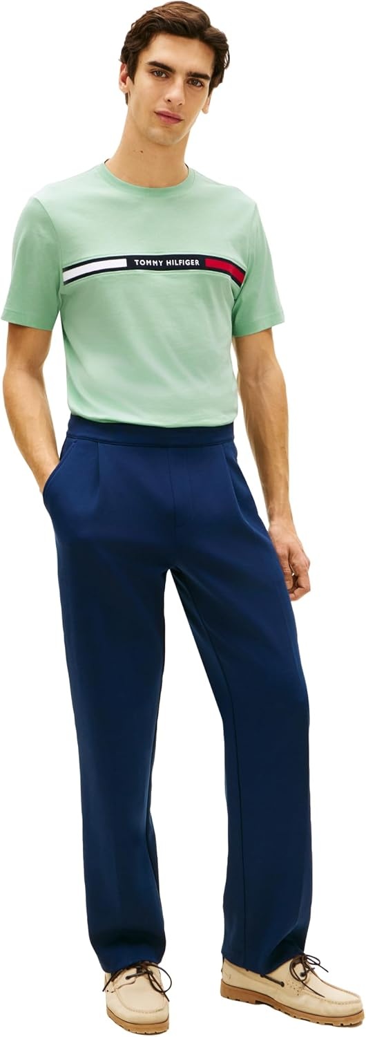 image:imageTommy Hilfiger Mens Short Sleeve Cotton Graphic TShirts with Signature Stripe Logo Also Available in Big amp TallCrushed Mint