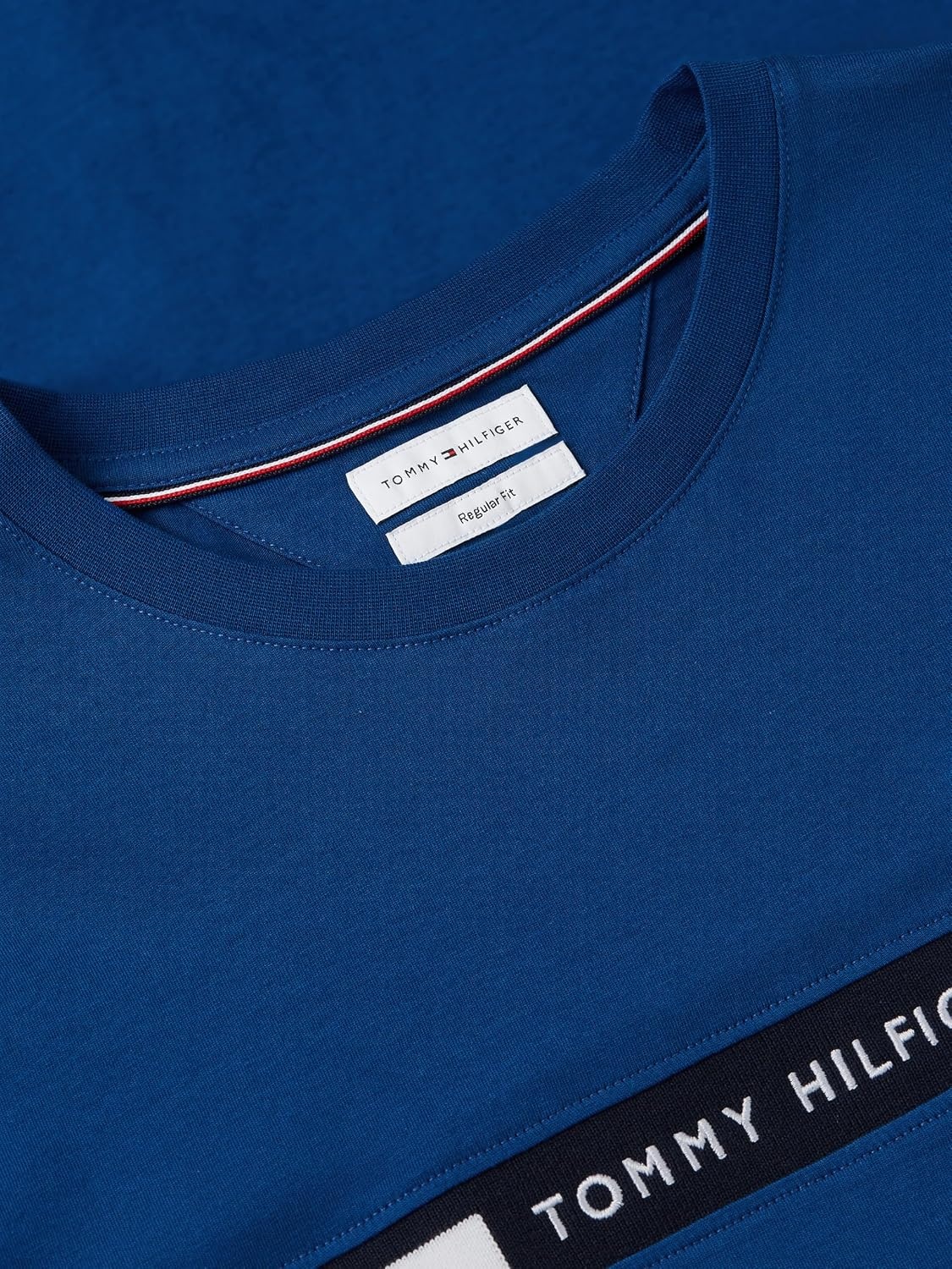 image:imageTommy Hilfiger Mens Short Sleeve Cotton Graphic TShirts with Signature Stripe Logo Also Available in Big amp TallOpulent Blue