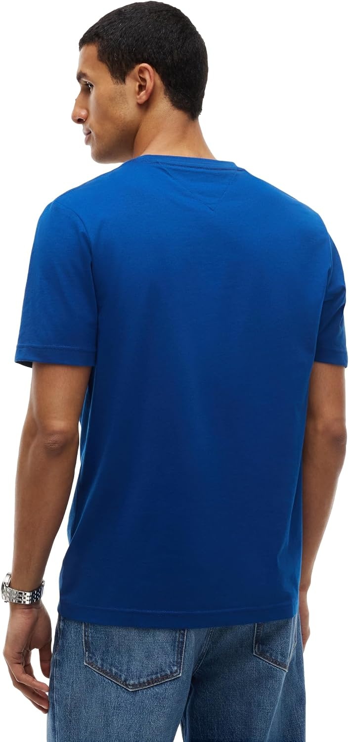 image:imageTommy Hilfiger Mens Short Sleeve Cotton Graphic TShirts with Signature Stripe Logo Also Available in Big amp TallOpulent Blue