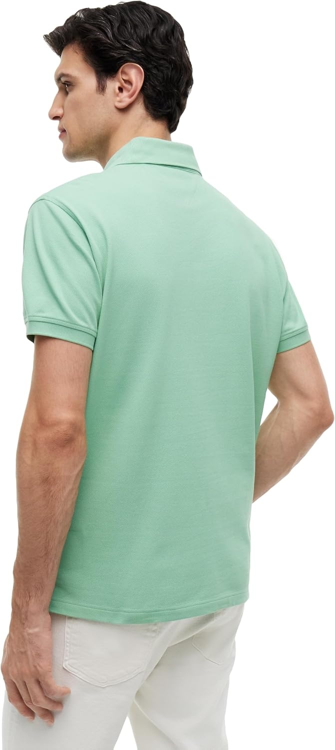 image:imageTommy Hilfiger Mens Short Sleeve Polo Shirts in Classic Fit with Stretch and Organic Pique CottonCut Grass