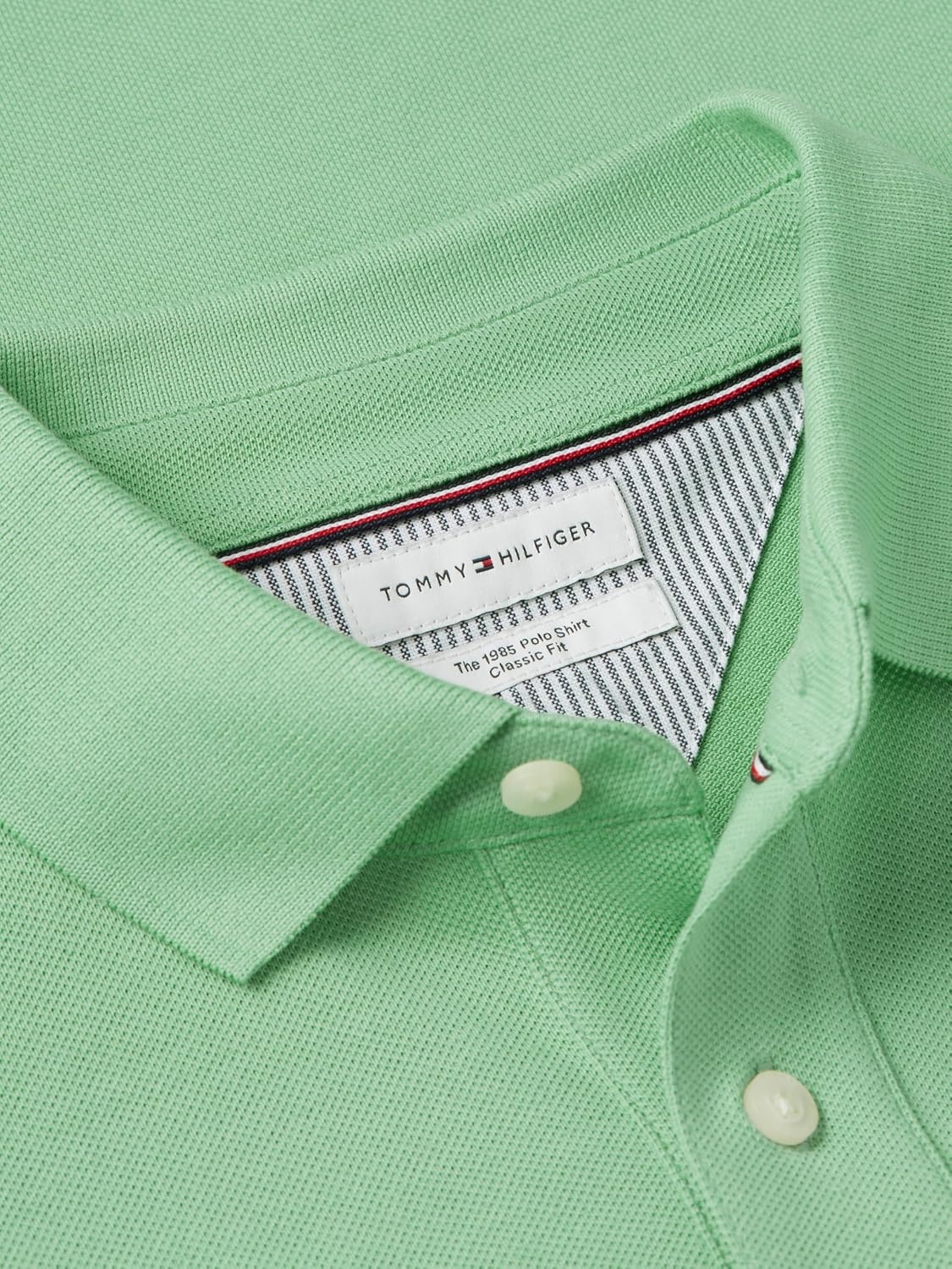 image:imageTommy Hilfiger Mens Short Sleeve Polo Shirts in Classic Fit with Stretch and Organic Pique CottonCut Grass