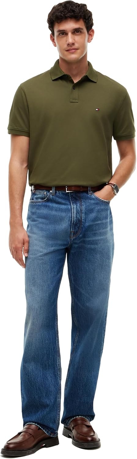 image:imageTommy Hilfiger Mens Short Sleeve Polo Shirts in Classic Fit with Stretch and Organic Pique CottonHuntsman Green
