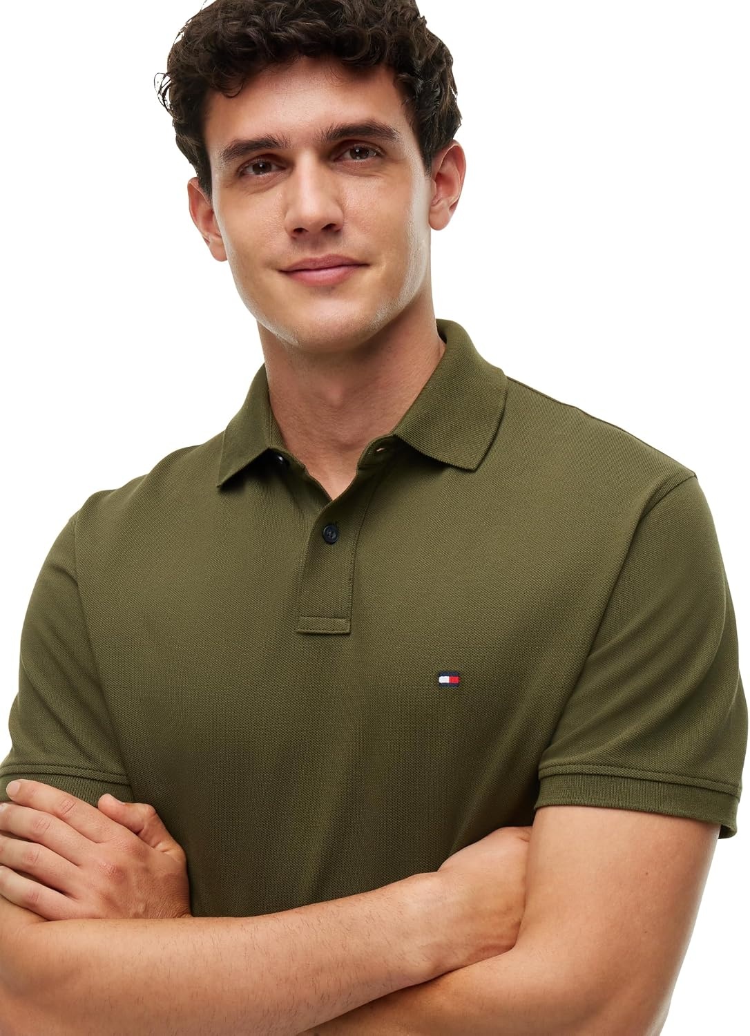 image:imageTommy Hilfiger Mens Short Sleeve Polo Shirts in Classic Fit with Stretch and Organic Pique CottonHuntsman Green