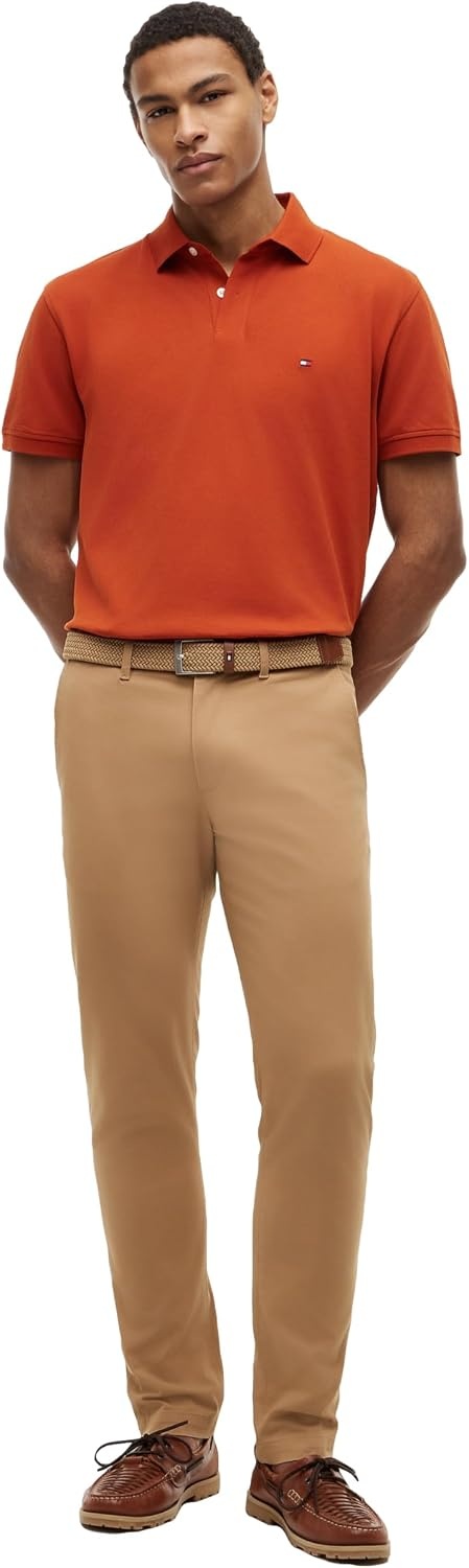 image:imageTommy Hilfiger Mens Short Sleeve Polo Shirts in Classic Fit with Stretch and Organic Pique CottonRusty Ochre