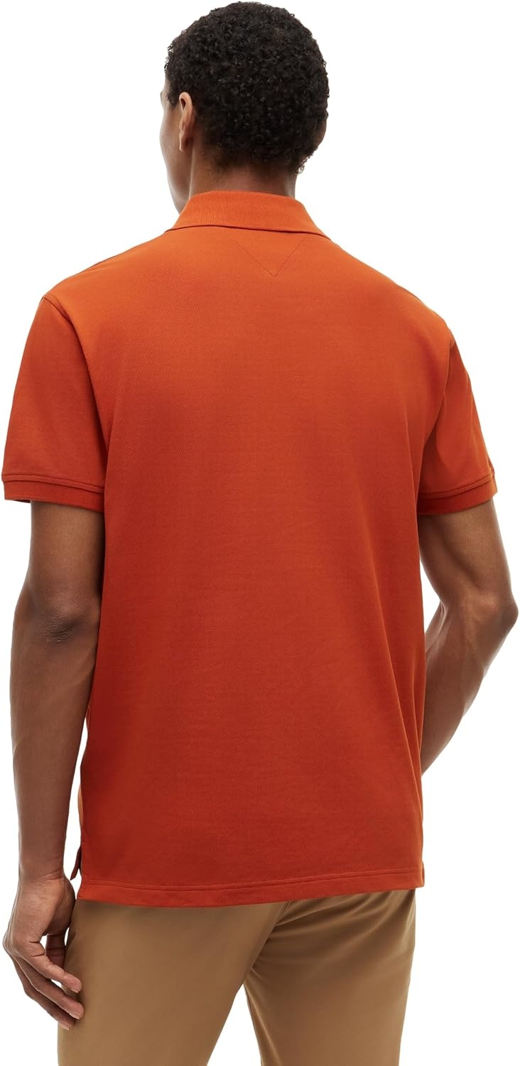 image:imageTommy Hilfiger Mens Short Sleeve Polo Shirts in Classic Fit with Stretch and Organic Pique CottonRusty Ochre