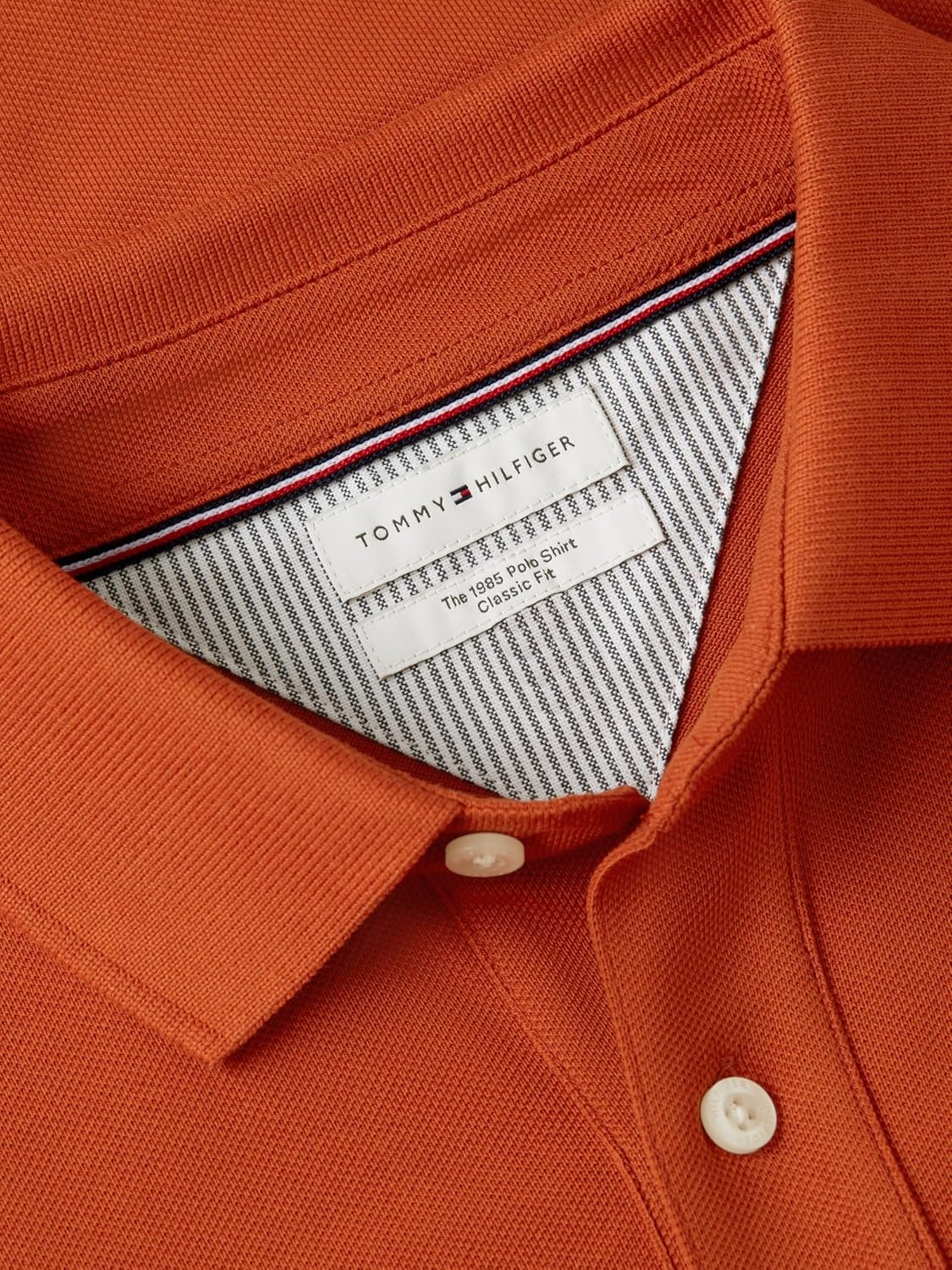 image:imageTommy Hilfiger Mens Short Sleeve Polo Shirts in Classic Fit with Stretch and Organic Pique CottonRusty Ochre