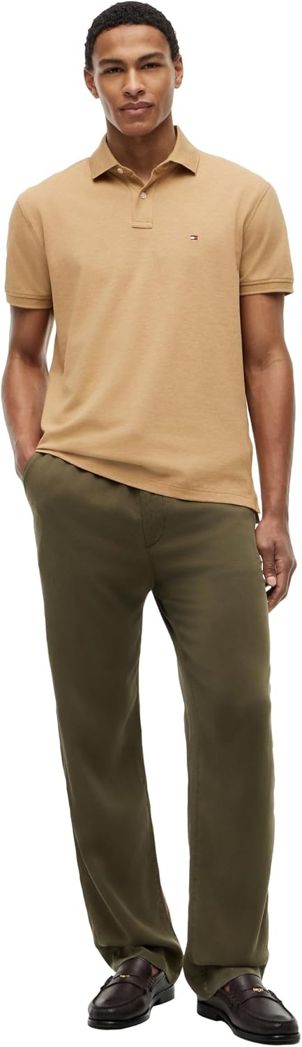 image:imageTommy Hilfiger Mens Short Sleeve Polo Shirts in Classic Fit with Stretch and Organic Pique CottonSahara Heather