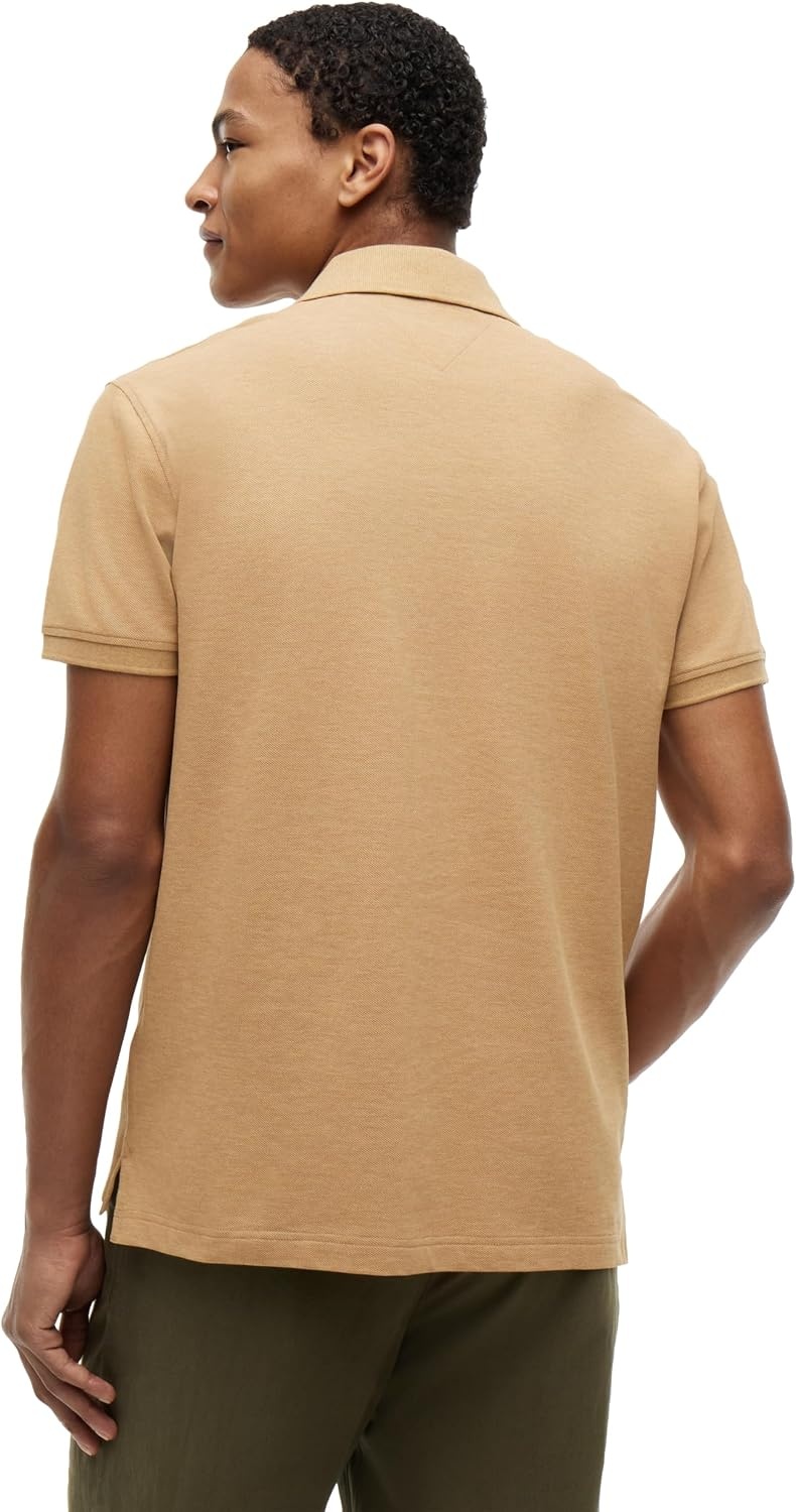 image:imageTommy Hilfiger Mens Short Sleeve Polo Shirts in Classic Fit with Stretch and Organic Pique CottonSahara Heather