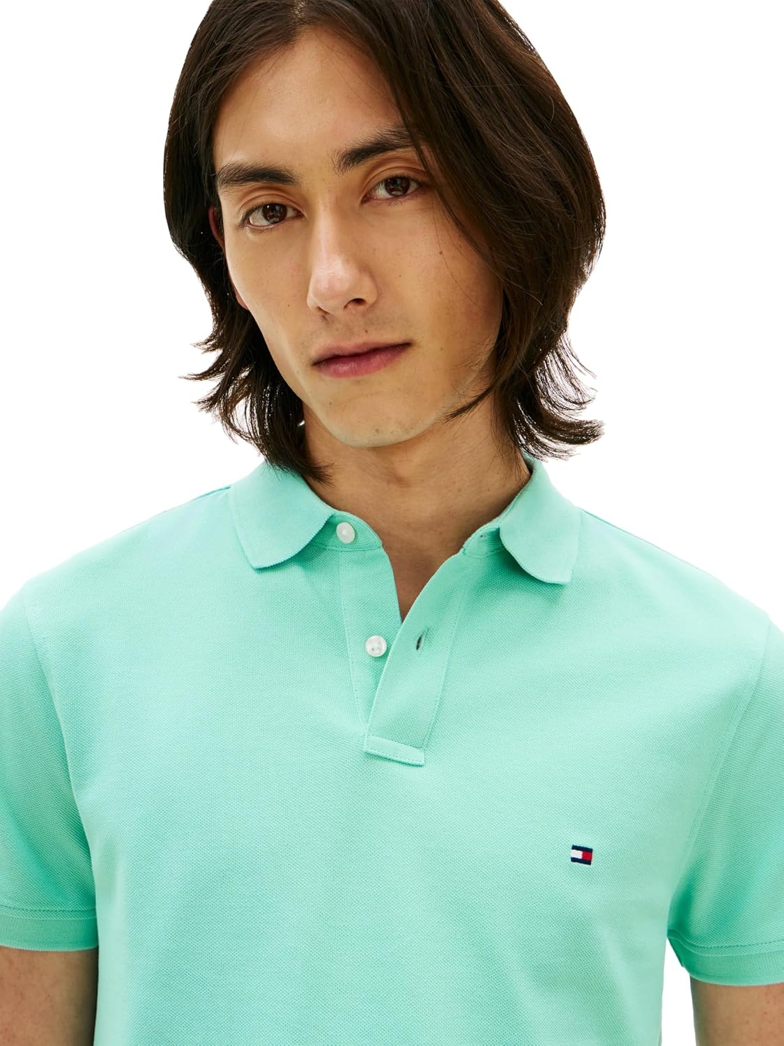 image:imageTommy Hilfiger Mens Short Sleeve Polo Shirts in Regular Fit With Stretch and Organic Pique CottonArctic Aqua
