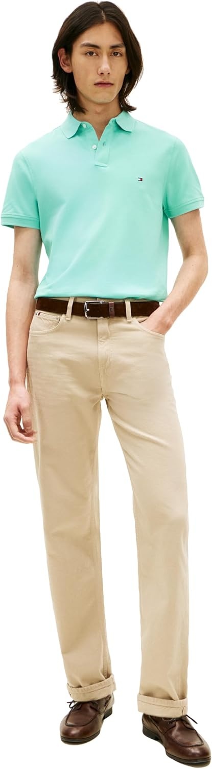 image:imageTommy Hilfiger Mens Short Sleeve Polo Shirts in Regular Fit With Stretch and Organic Pique CottonArctic Aqua